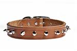 Latigo Bison Leather Spiked Collars Made in USA| Color| Honey;Size| 3/4" x 14"
