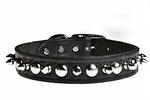 Latigo Bison Leather Spiked & Studded Collars Made in USA| Color| Black;Size| 1" x 16"