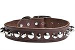 Latigo Bison Leather Spiked & Studded Collars Made in USA| Color| Brown;Size| 1" x 18"