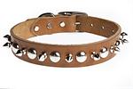 Latigo Bison Leather Spiked & Studded Collars Made in USA| Color| Honey;Size| 1" x 20"
