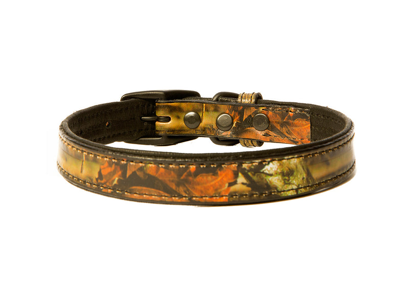 Camouflage Bison & Elk Leather Collar Black Back