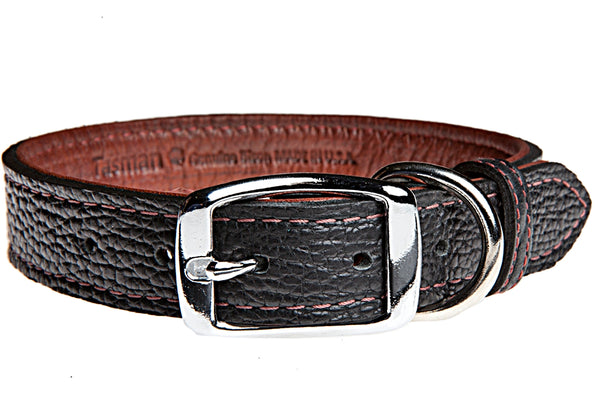Tucson Bison and Elk Leather Dog Collar Black/Mahogany