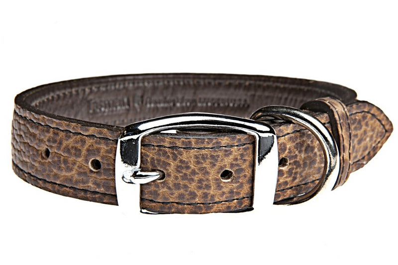 Tucson Bison and Elk Leather Dog Collar Natural/Chocolate